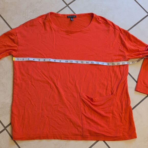 Eileen Fisher Tencel Terry Ballet Neck Tunic Hot Reddish Orange Size XS - Picture 6 of 9